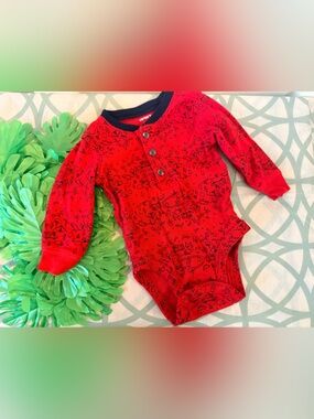 10/$25 • Carters Cotton Camping Themed Henley Long Sleeve Bodysuit